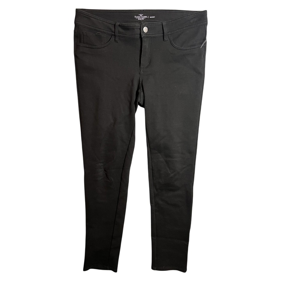 Faded Glory Women's Black Skinny Pants Size 8A Stretch Cotton Blend Mid Rise